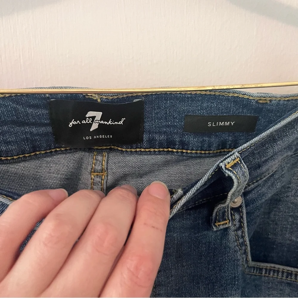 7 For All Mankind Slimmy Straight Leg Blue Jeans 36 - Picture 3 of 12